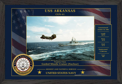 USS Arkansas CGN-41 Framed Patriotic Photo