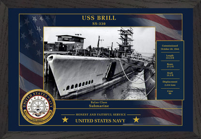 USS Brill SS-330 Framed Patriotic Photo