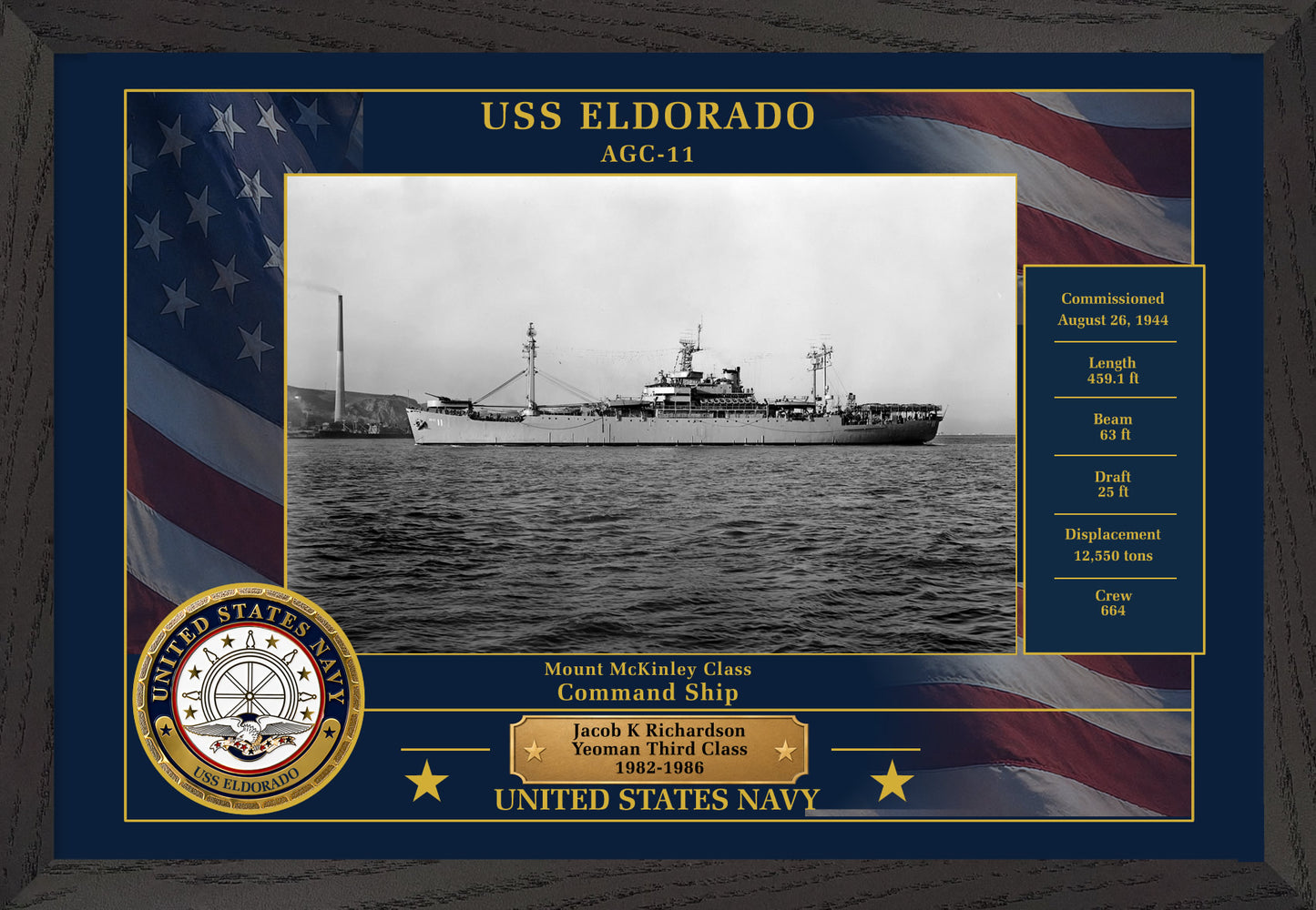 USS Eldorado AGC-11 Framed Patriotic Photo
