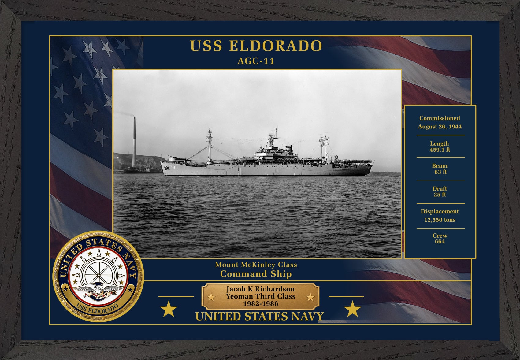 USS Eldorado AGC-11 Framed Patriotic Photo
