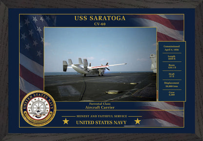USS Saratoga CV-60 Framed Patriotic Photo