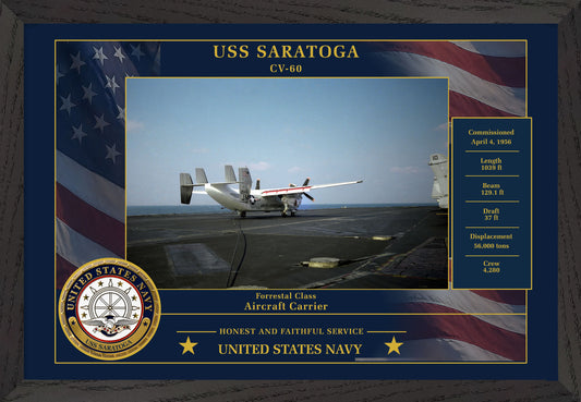 USS Saratoga CV-60 Framed Patriotic Photo
