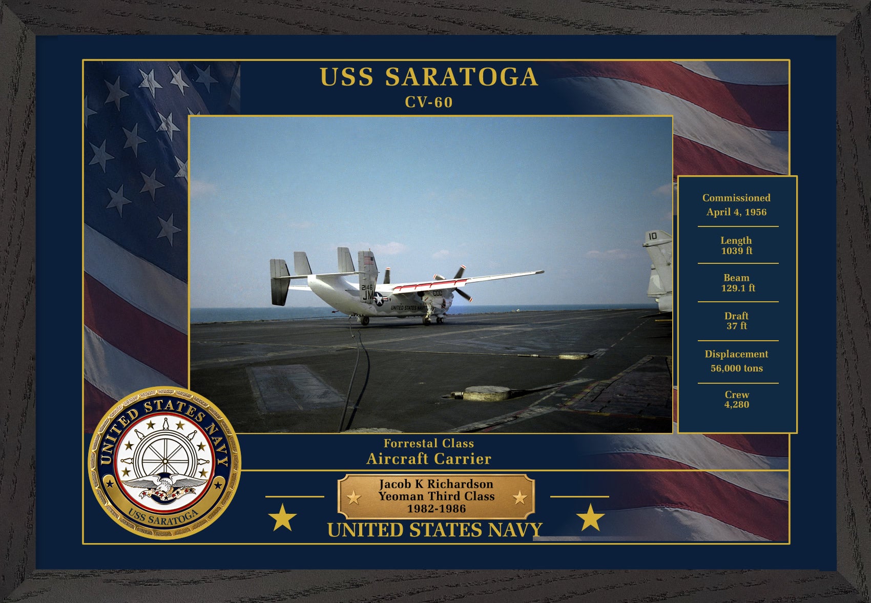 USS Saratoga CV-60 Framed Patriotic Photo