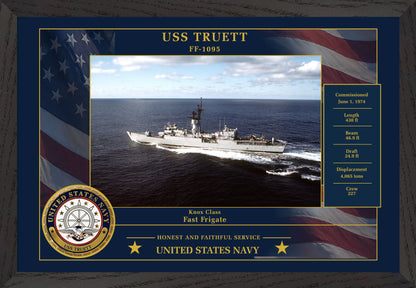 USS Truett FF-1095 Framed Patriotic Photo