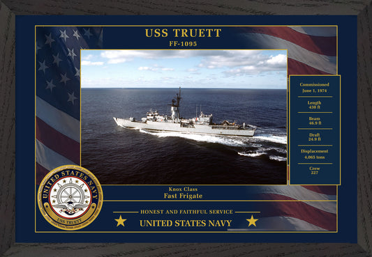 USS Truett FF-1095 Framed Patriotic Photo