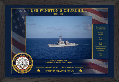USS Winston S Churchill DDG-81 Framed Patriotic Photo