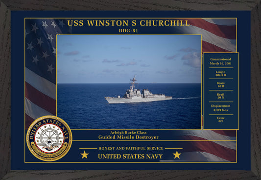 USS Winston S Churchill DDG-81 Framed Patriotic Photo