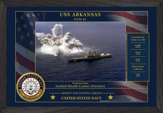 USS Arkansas CGN-41 Framed Patriotic Photo
