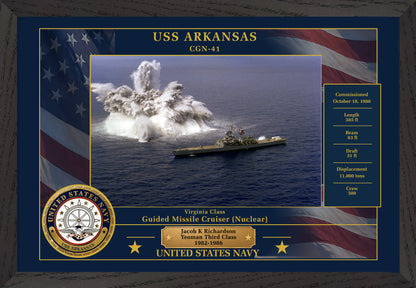 USS Arkansas CGN-41 Framed Patriotic Photo