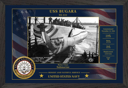 USS Bugara SS-331 Framed Patriotic Photo