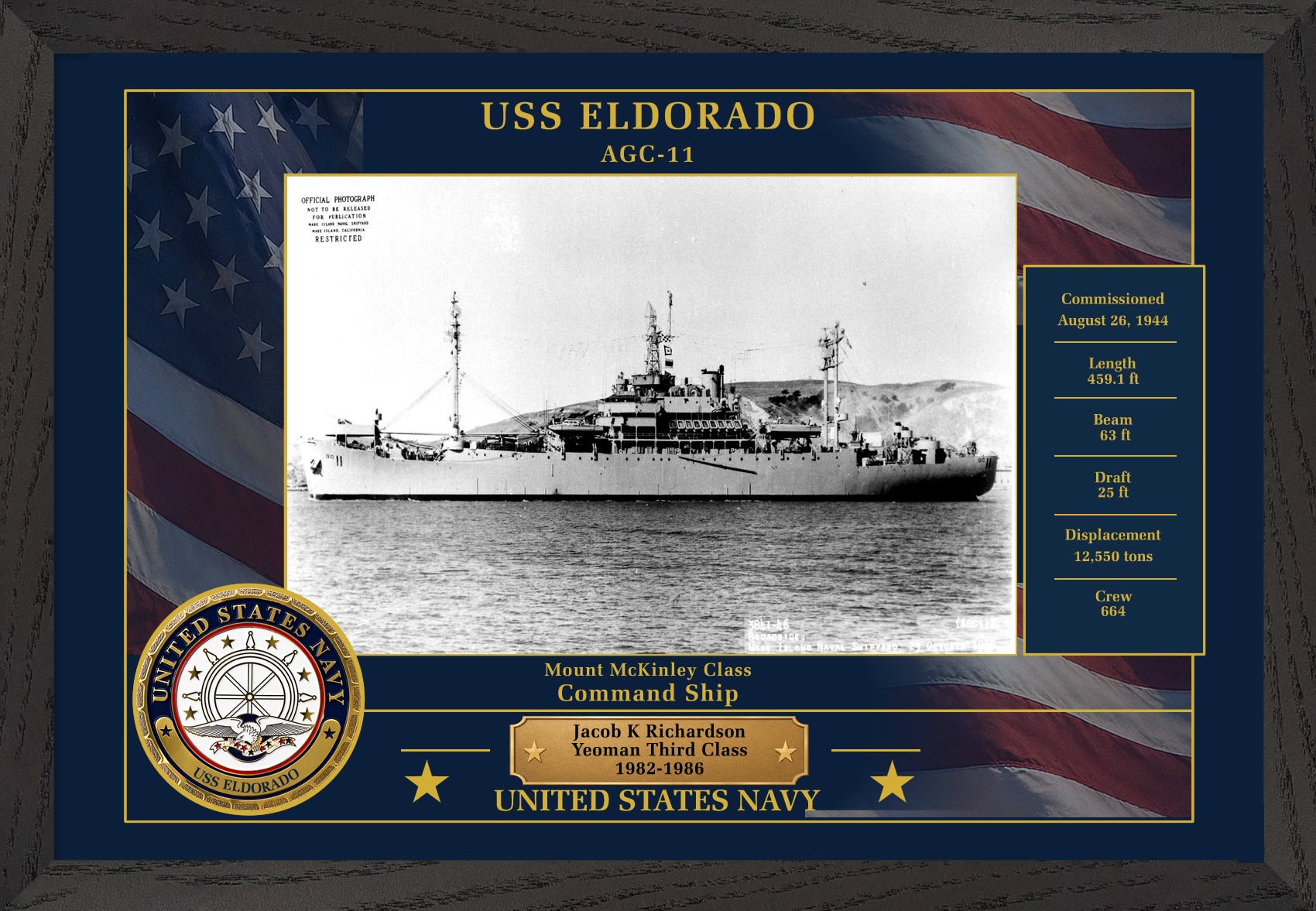 USS Eldorado AGC-11 Framed Patriotic Photo