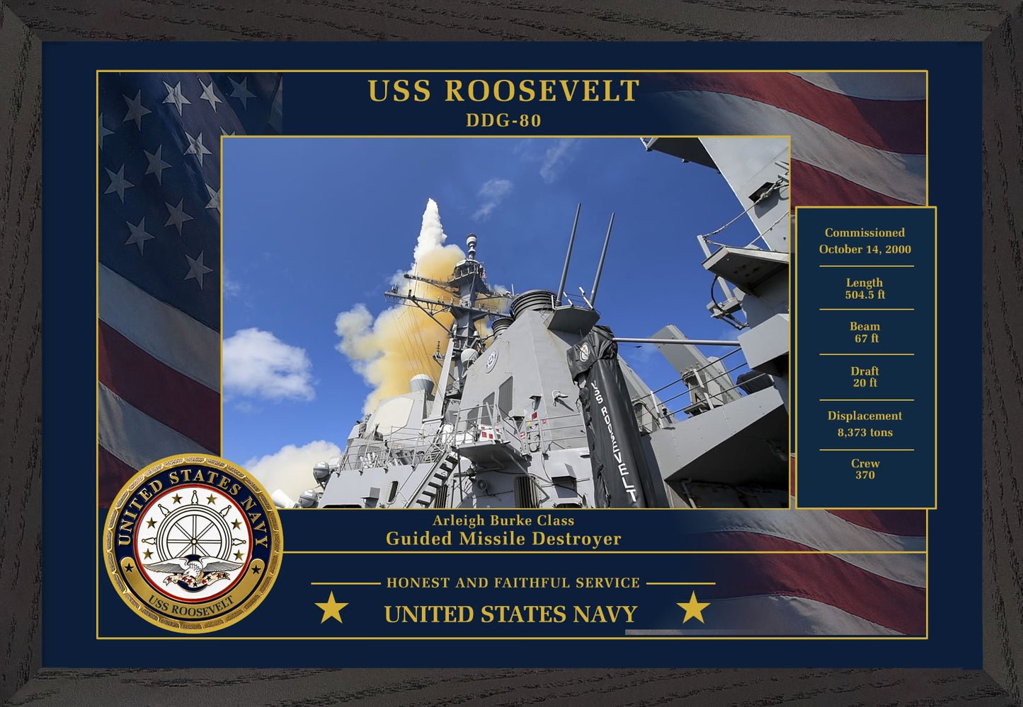USS Roosevelt DDG-80 Framed Patriotic Photo