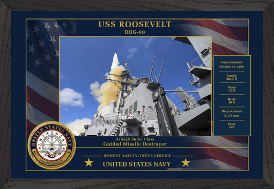 USS Roosevelt DDG-80 Framed Patriotic Photo