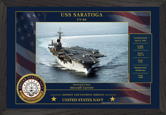 USS Saratoga CV-60 Framed Patriotic Photo