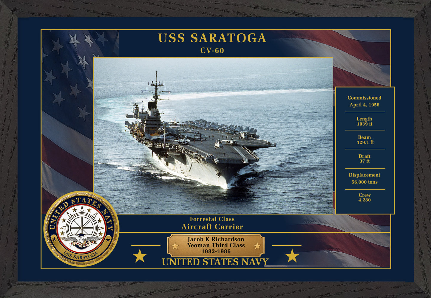 USS Saratoga CV-60 Framed Patriotic Photo