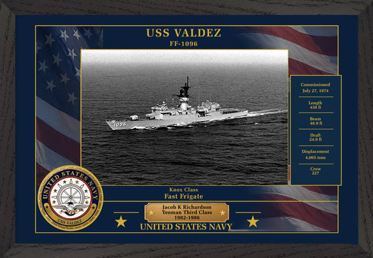 USS Valdez FF-1096 Framed Patriotic Photo