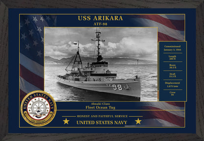 USS Arikara ATF-98 Framed Patriotic Photo
