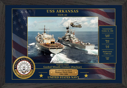 USS Arkansas CGN-41 Framed Patriotic Photo