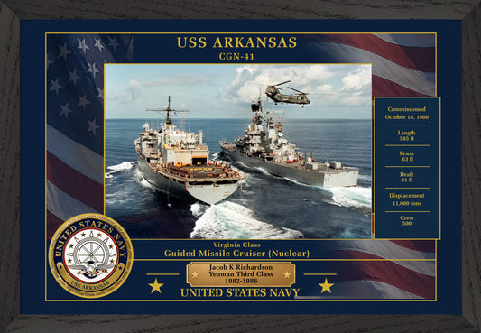 USS Arkansas CGN-41 Framed Patriotic Photo