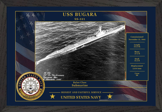 USS Bugara SS-331 Framed Patriotic Photo