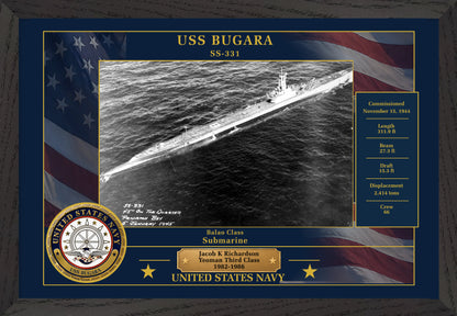 USS Bugara SS-331 Framed Patriotic Photo