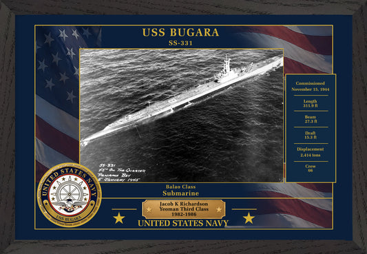 USS Bugara SS-331 Framed Patriotic Photo