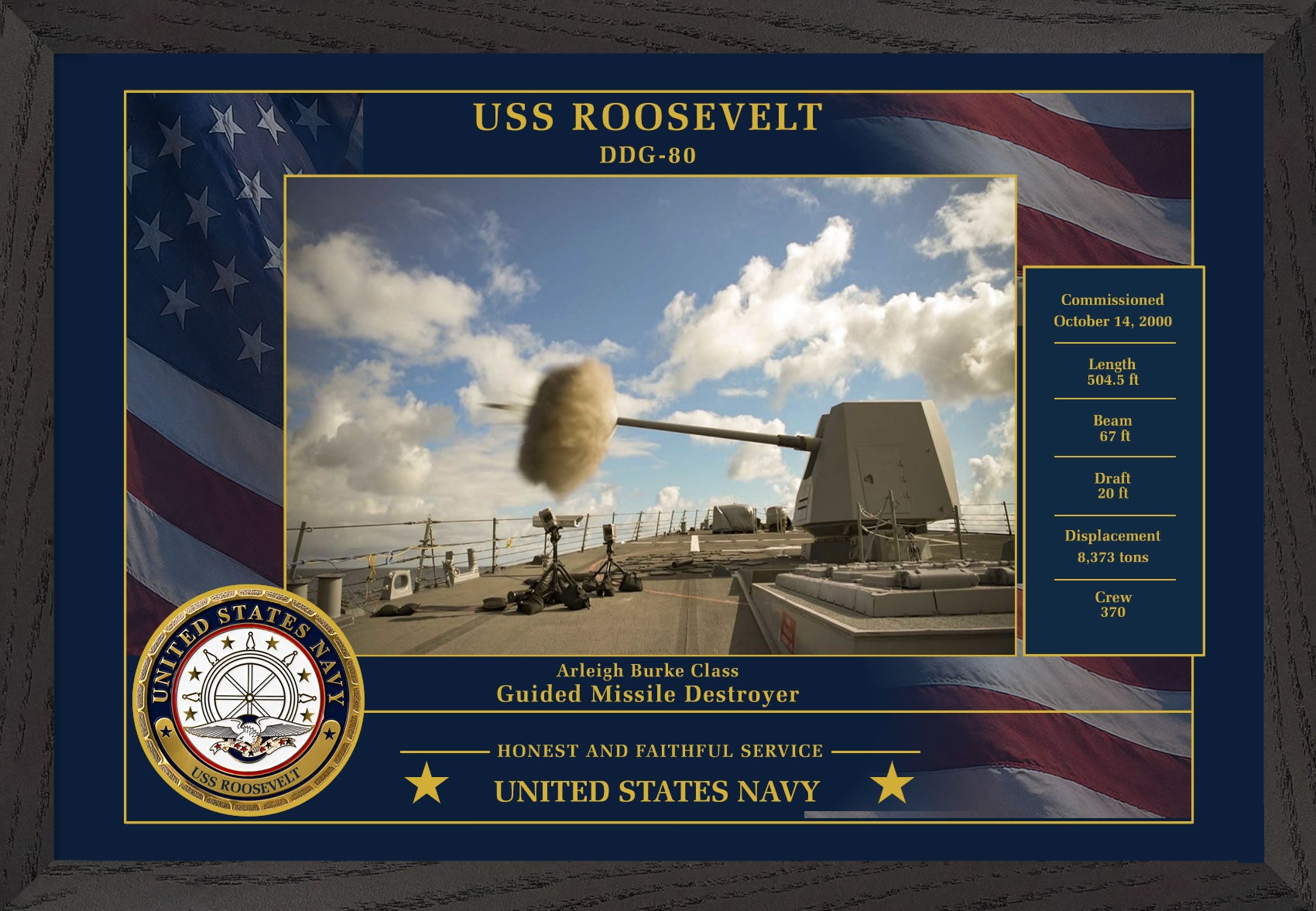 USS Roosevelt DDG-80 Framed Patriotic Photo