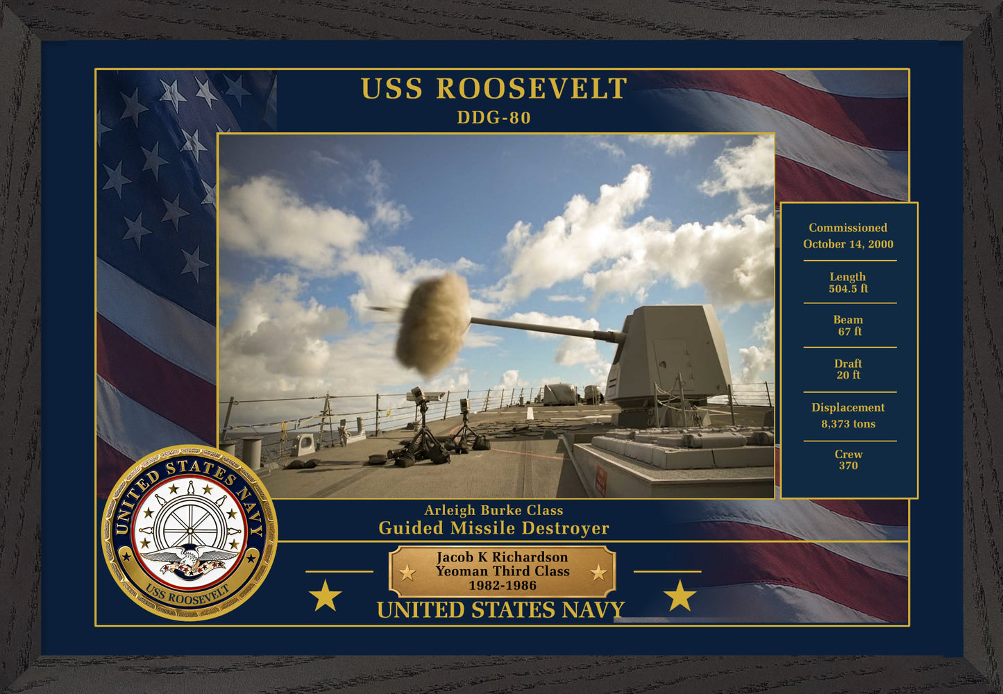 USS Roosevelt DDG-80 Framed Patriotic Photo