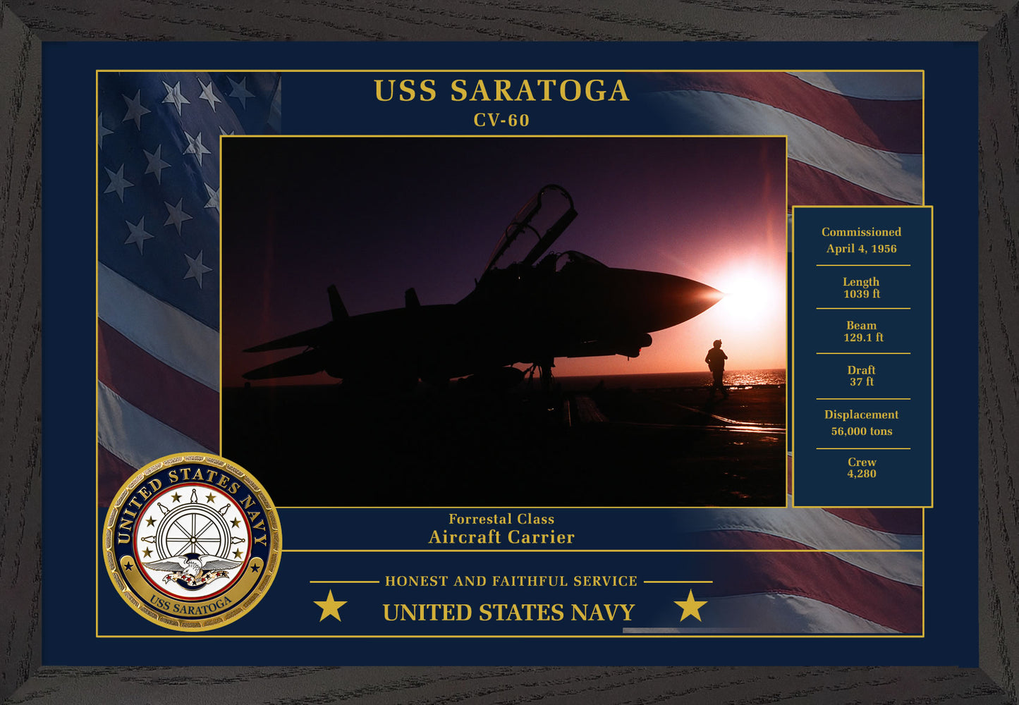 USS Saratoga CV-60 Framed Patriotic Photo