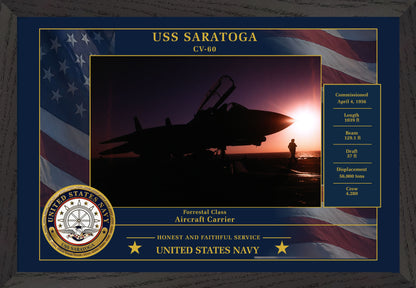 USS Saratoga CV-60 Framed Patriotic Photo