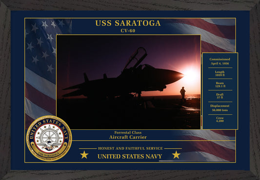 USS Saratoga CV-60 Framed Patriotic Photo