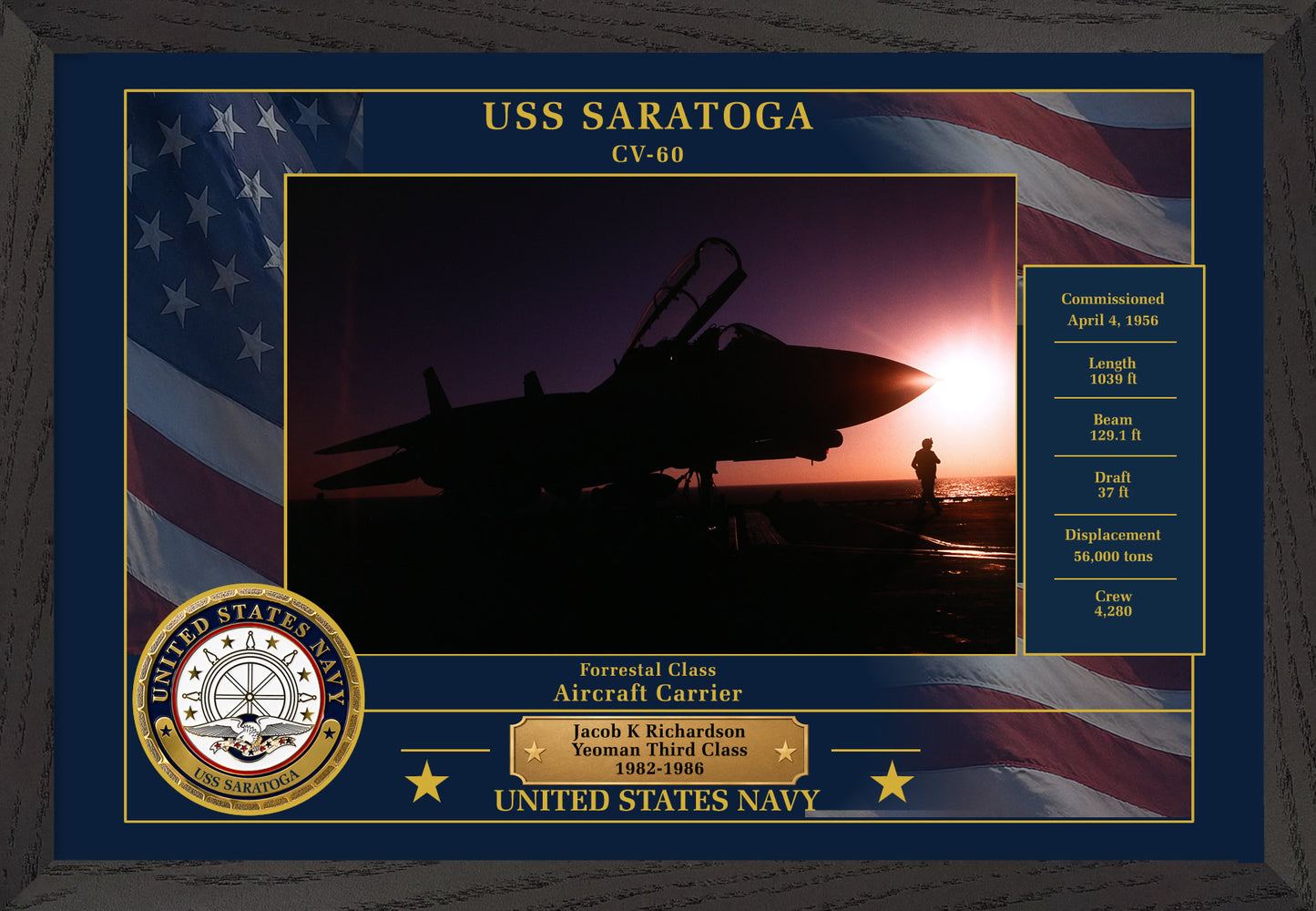 USS Saratoga CV-60 Framed Patriotic Photo