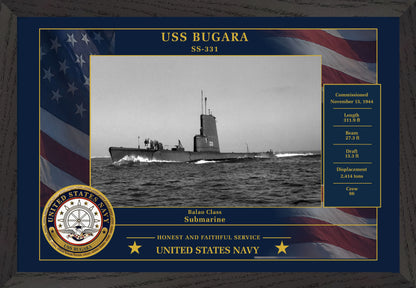 USS Bugara SS-331 Framed Patriotic Photo