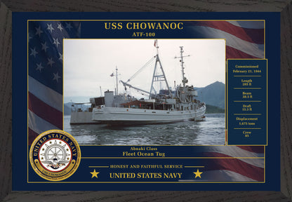 USS Chowanoc ATF-100 Framed Patriotic Photo
