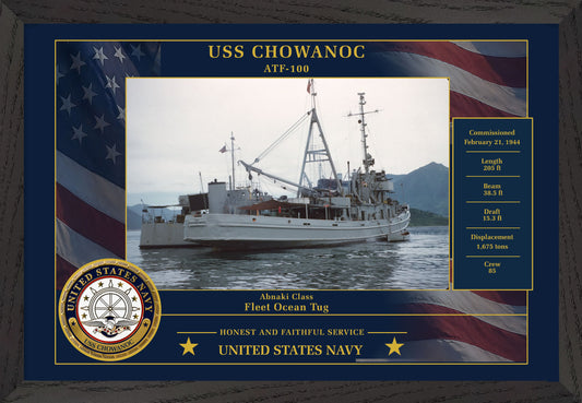 USS Chowanoc ATF-100 Framed Patriotic Photo