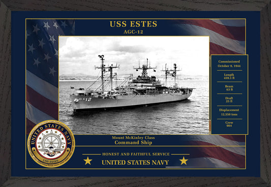 USS Estes AGC-12 Framed Patriotic Photo