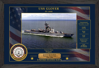 USS Glover FF-1098 Framed Patriotic Photo