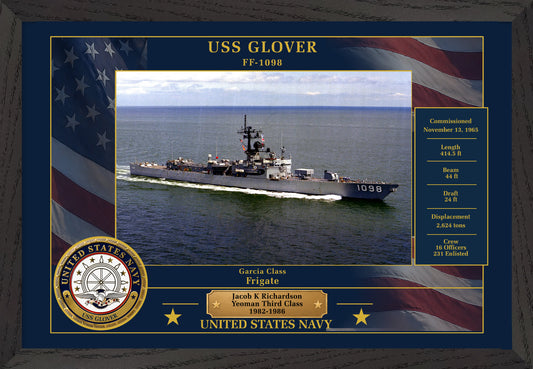 USS Glover FF-1098 Framed Patriotic Photo