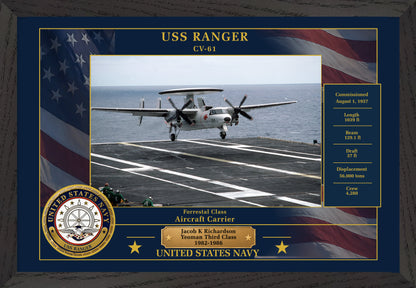 USS Ranger CV-61 Framed Patriotic Photo