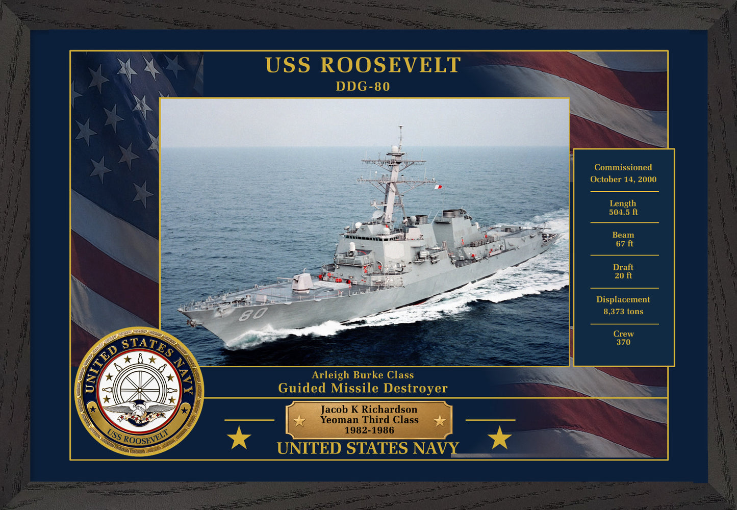 USS Roosevelt DDG-80 Framed Patriotic Photo