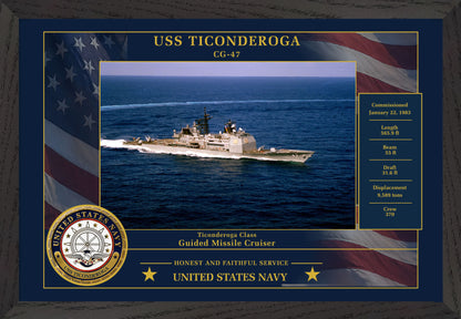 USS Ticonderoga CG-47 Framed Patriotic Photo