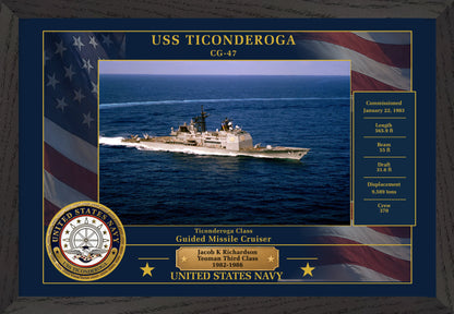 USS Ticonderoga CG-47 Framed Patriotic Photo