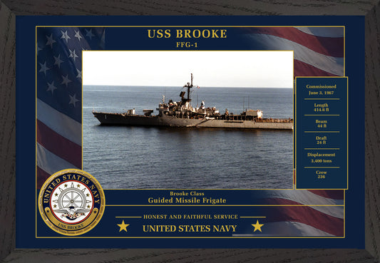 USS Brooke FFG-1 Framed Patriotic Photo