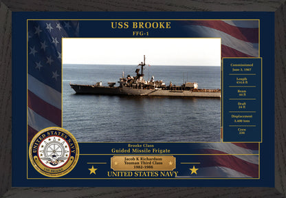 USS Brooke FFG-1 Framed Patriotic Photo