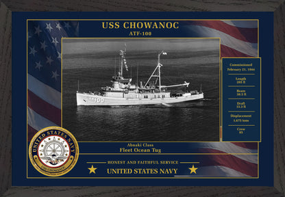 USS Chowanoc ATF-100 Framed Patriotic Photo