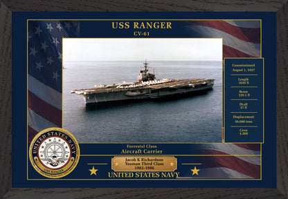 USS Ranger CV-61 Framed Patriotic Photo