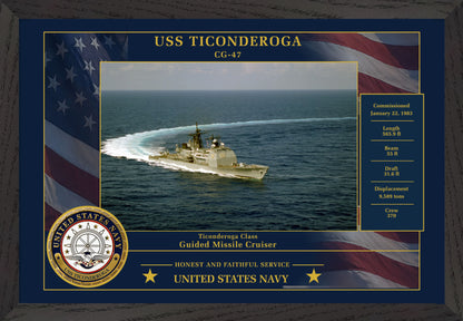 USS Ticonderoga CG-47 Framed Patriotic Photo