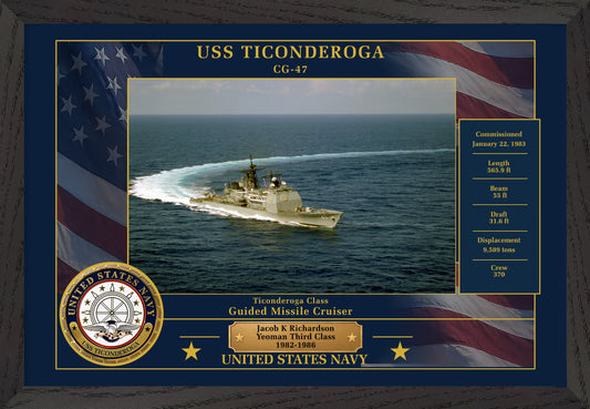 USS Ticonderoga CG-47 Framed Patriotic Photo