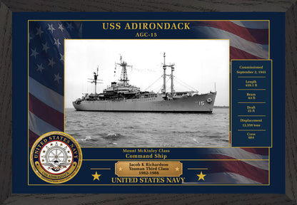 USS Adirondack AGC-15 Framed Patriotic Photo