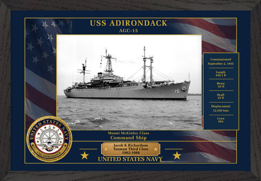 USS Adirondack AGC-15 Framed Patriotic Photo